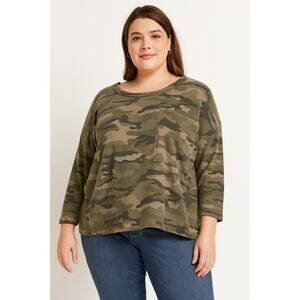 Forgotten Grace Women’s Camo Long Sleeve Tunic Top Size 2X – Soft Knit Shirt NWT